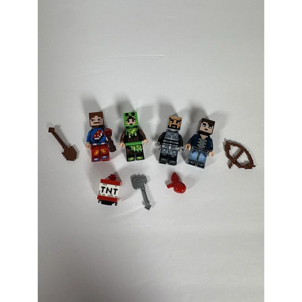 LEGO Minecraft Minifigure Lot Steve Characters TNT Weapons Bow Sword Axe Genuine